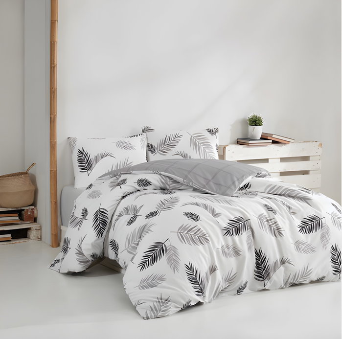 L'essentiel linge de maison Juego de funda de edredón individual Ranforce - Gris y Blanco L'essentiel linge de maison Juego de funda de edredón individual Ranforce - Gris y Blanco